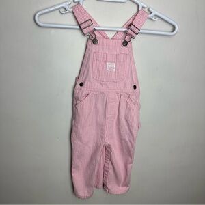 Key Toddler Girls Pink White Stripe Denim Bib Overalls 18 Months 100% cotton